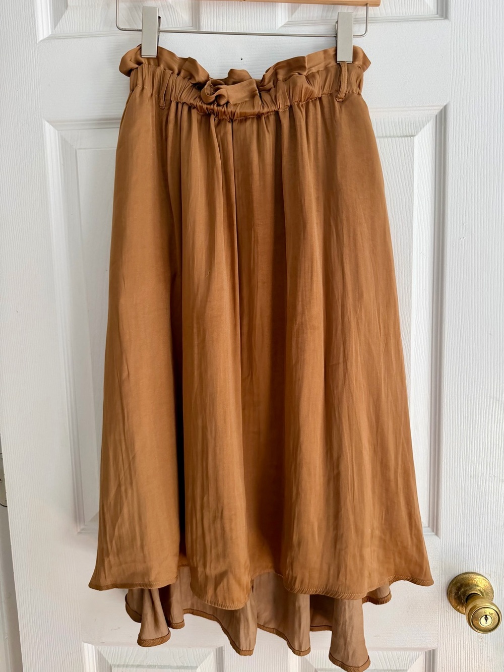 Chocol Raffine Japan High-Low Paperbag Waist Midi Skirt Brown Free Size F